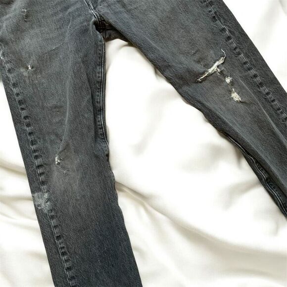 Levi’s 501 Straight Leg Distressed Denim Jeans 31x30 Grey Distressed - Picture 3 of 8